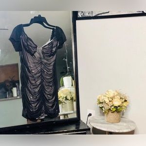 Black mesh off the shoulder dress